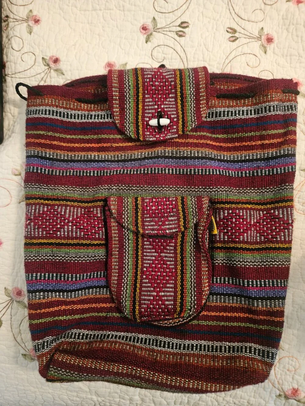 Woven draw string backpack